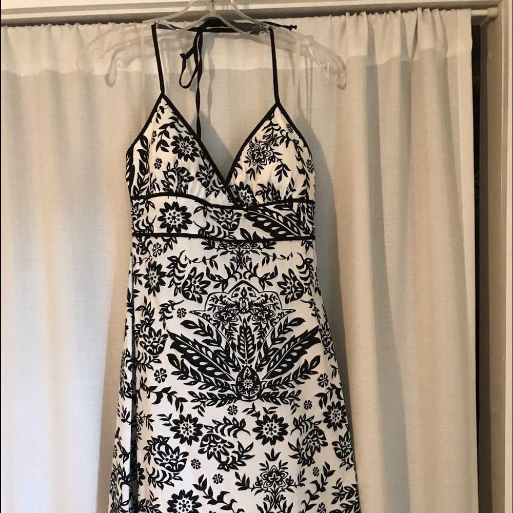 Black & white halter dress